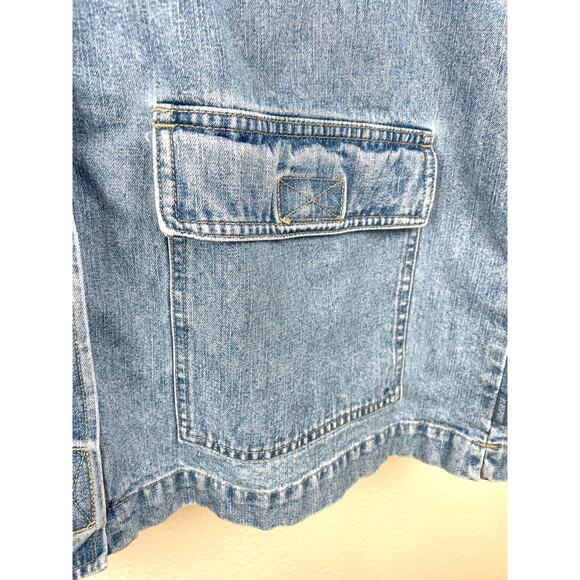 Y2K 90s Vintage Womens Jacket Sz XL Oversized Zip Denim Hoodie Utility Workwear - Picture 11 of 12